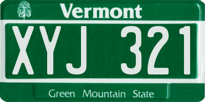VT license plate XYJ321