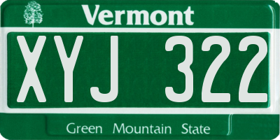 VT license plate XYJ322
