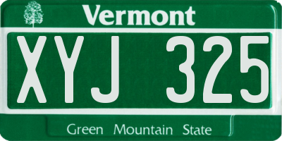 VT license plate XYJ325