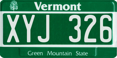 VT license plate XYJ326