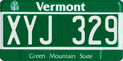 VT license plate XYJ329