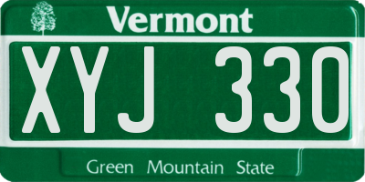 VT license plate XYJ330