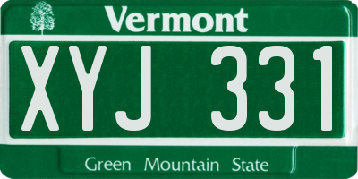VT license plate XYJ331