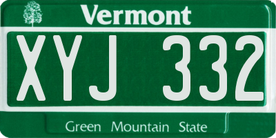 VT license plate XYJ332
