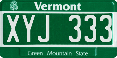 VT license plate XYJ333