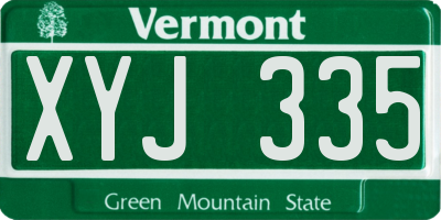 VT license plate XYJ335