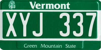 VT license plate XYJ337