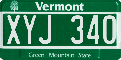 VT license plate XYJ340