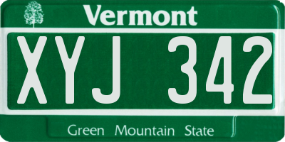 VT license plate XYJ342