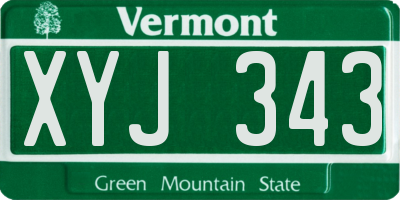 VT license plate XYJ343
