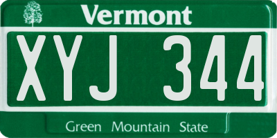 VT license plate XYJ344