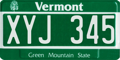 VT license plate XYJ345