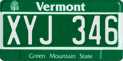 VT license plate XYJ346