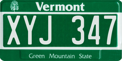 VT license plate XYJ347