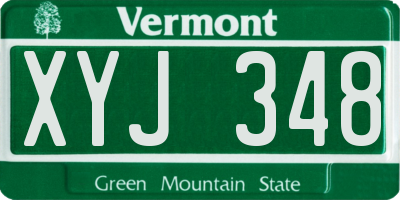 VT license plate XYJ348
