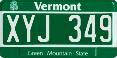 VT license plate XYJ349