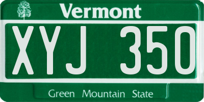 VT license plate XYJ350