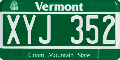 VT license plate XYJ352