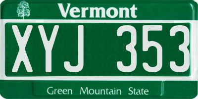 VT license plate XYJ353