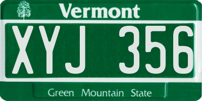 VT license plate XYJ356