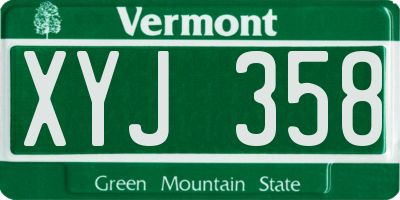 VT license plate XYJ358