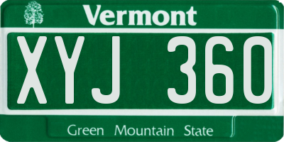 VT license plate XYJ360
