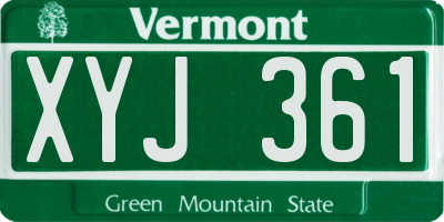 VT license plate XYJ361