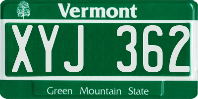 VT license plate XYJ362