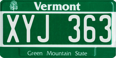 VT license plate XYJ363