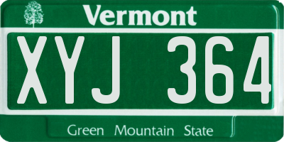 VT license plate XYJ364