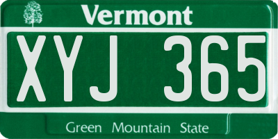 VT license plate XYJ365