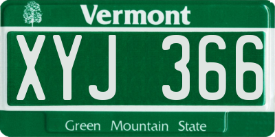 VT license plate XYJ366