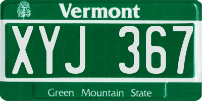 VT license plate XYJ367