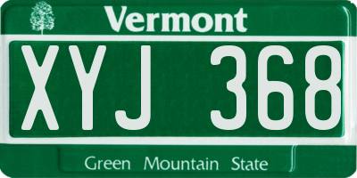 VT license plate XYJ368