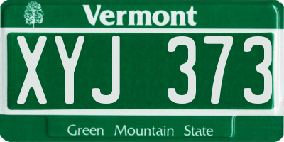 VT license plate XYJ373
