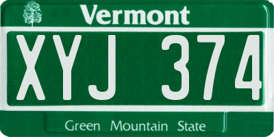 VT license plate XYJ374