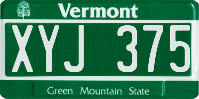 VT license plate XYJ375