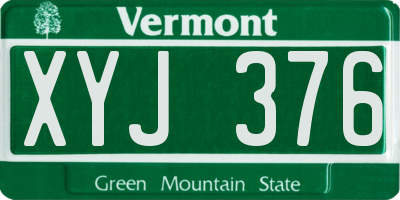 VT license plate XYJ376