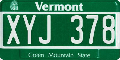 VT license plate XYJ378