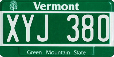 VT license plate XYJ380