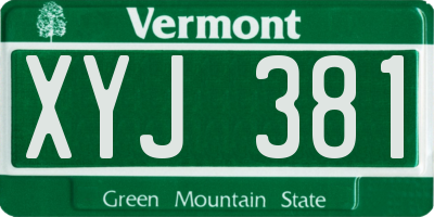 VT license plate XYJ381