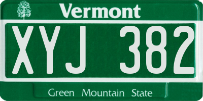 VT license plate XYJ382
