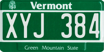 VT license plate XYJ384