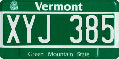 VT license plate XYJ385