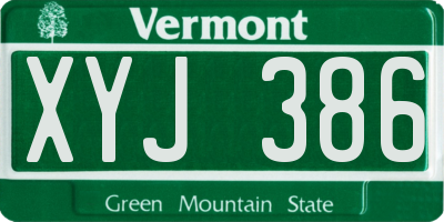 VT license plate XYJ386