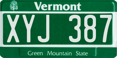 VT license plate XYJ387