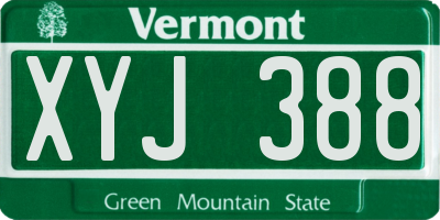 VT license plate XYJ388
