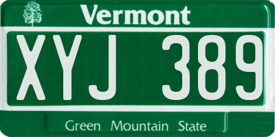 VT license plate XYJ389