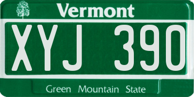 VT license plate XYJ390