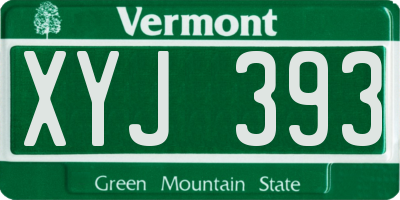 VT license plate XYJ393